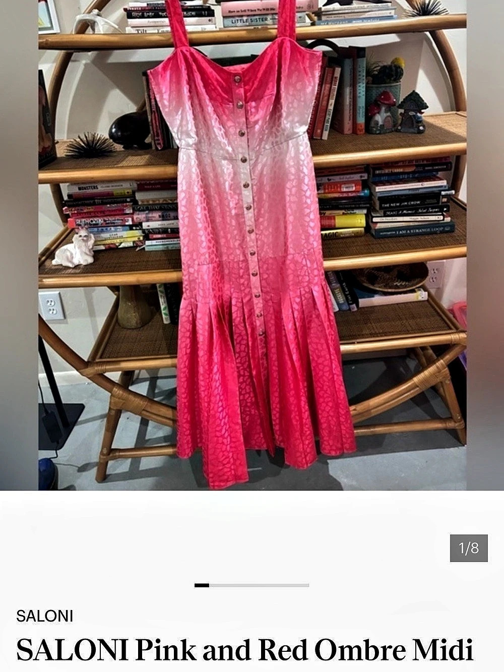 SALONI Ombre Midi Dress in Pink & Red